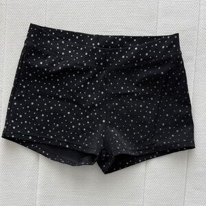 Justice Black Athletic Shorts with Silver Polka Dots